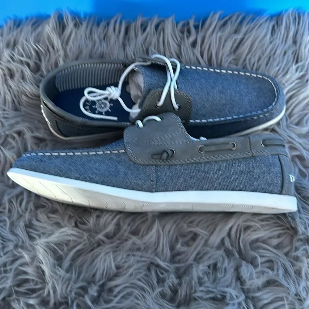Globalwin Canvas Deck Shoes Blue Gray Size 7.5 Casual Boat Sneakers Men's